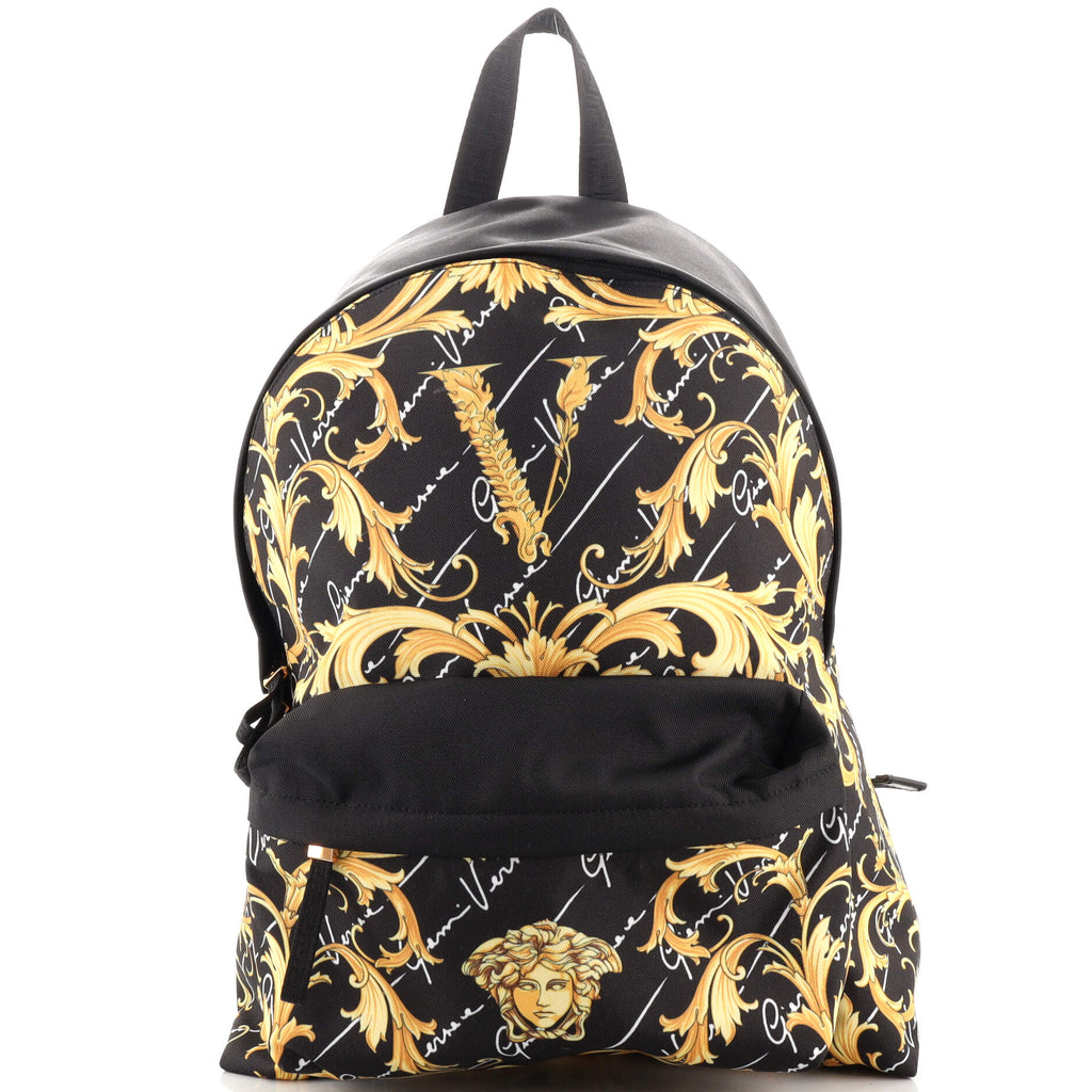 Chaleco Continuo Muelle del puente Versace Backpack Printed Nylon Large Black 1861581