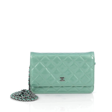 Chanel Wallet on Chain Quilted Patent Green