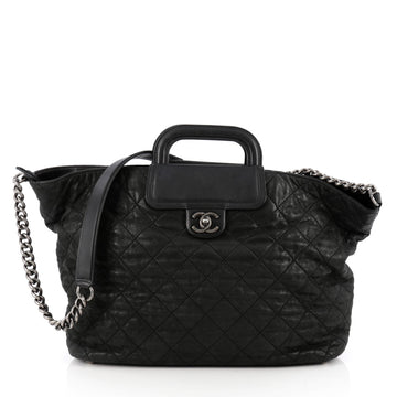 Chanel In The Mix Shopping Tote Quilted Iridescent Calfskin XL Black