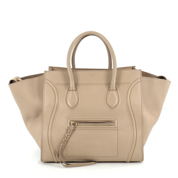 Celine Phantom Handbag Grainy Leather Medium Neutral 1861705