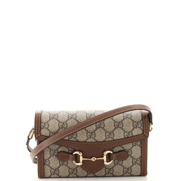 Gucci Horsebit 1955 Flap Crossbody Bag GG Coated Canvas Mini