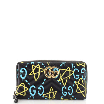 Gucci GG Marmont Zip Around Wallet GucciGhost Matelasse Leather