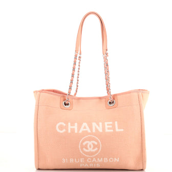 Chanel Deauville NM Chain Handle Tote Mixed Fibers Small