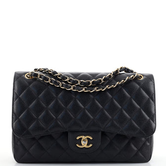 Chanel Classic Double Flap Bag Quilted Caviar Jumbo