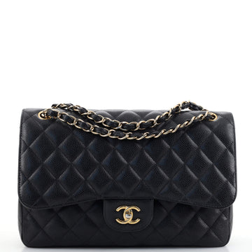 Chanel Classic Double Flap Bag Quilted Caviar Jumbo