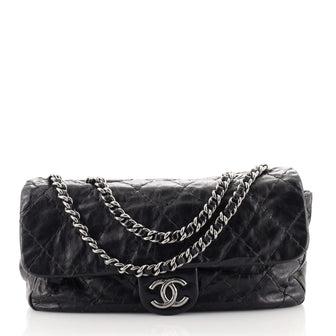 Chanel Double Stitch Flap Bag Quilted Glazed Calfskin Medium