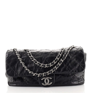 Chanel Double Stitch Flap Bag Quilted Glazed Calfskin Medium
