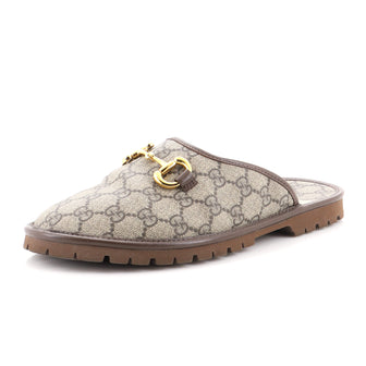 Gucci Men's Horsebit Slippers GG Coated Canvas