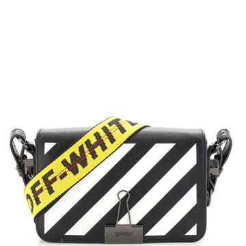 Off White Binder Clip Flap Bag Striped Leather Mini