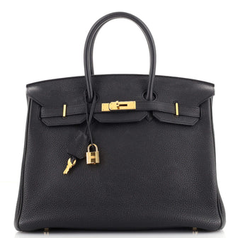 Hermes Birkin Handbag Black Togo with Gold Hardware 35