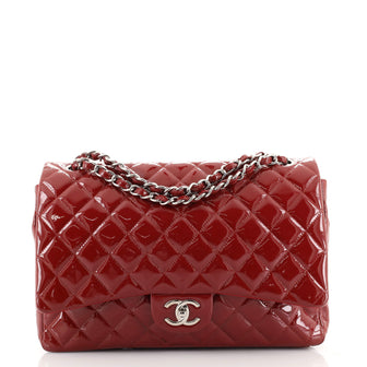 Chanel Classic Double Flap Bag Quilted Patent Maxi