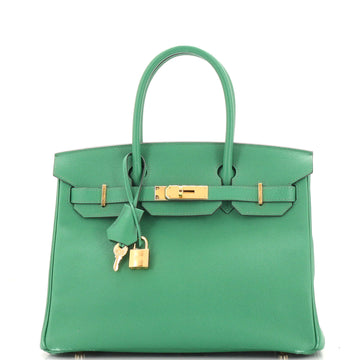 Hermes Birkin Handbag Green Epsom with Gold Hardware 30