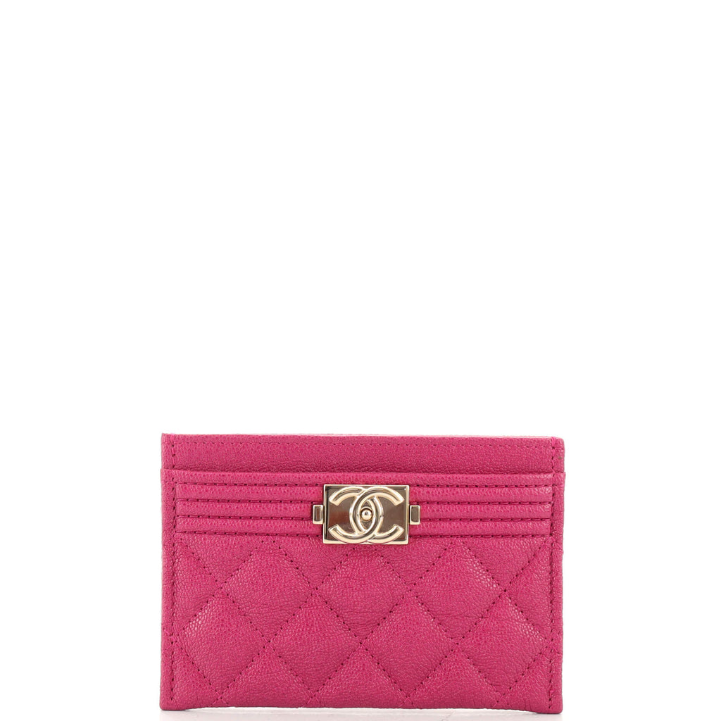 Chanel Boy Card Holder Quilted Caviar Pink 1863414