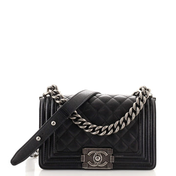 Chanel Boy Flap Bag Quilted Caviar Small