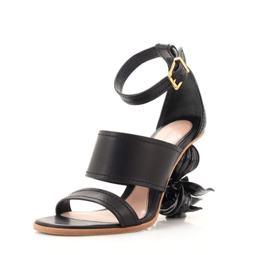 Alexander McQueen Women's No. 13 Flower Wedge Sandals Leather