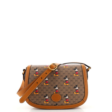 Gucci Disney Mickey Mouse Flap Shoulder Bag Printed Mini GG Coated Canvas Small