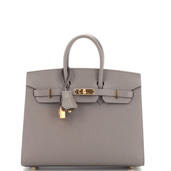 Hermes Birkin Sellier Bag Grey Epsom with Gold Hardware 25