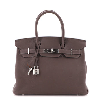 Hermes Birkin Handbag Verso Togo with Palladium Hardware 30