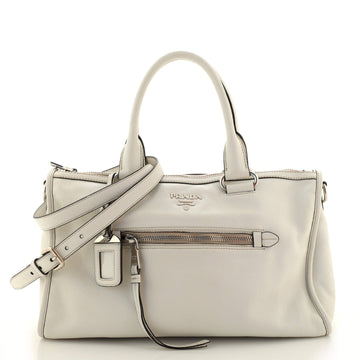 Prada Front Zip Convertible Satchel Vitello Phenix Medium