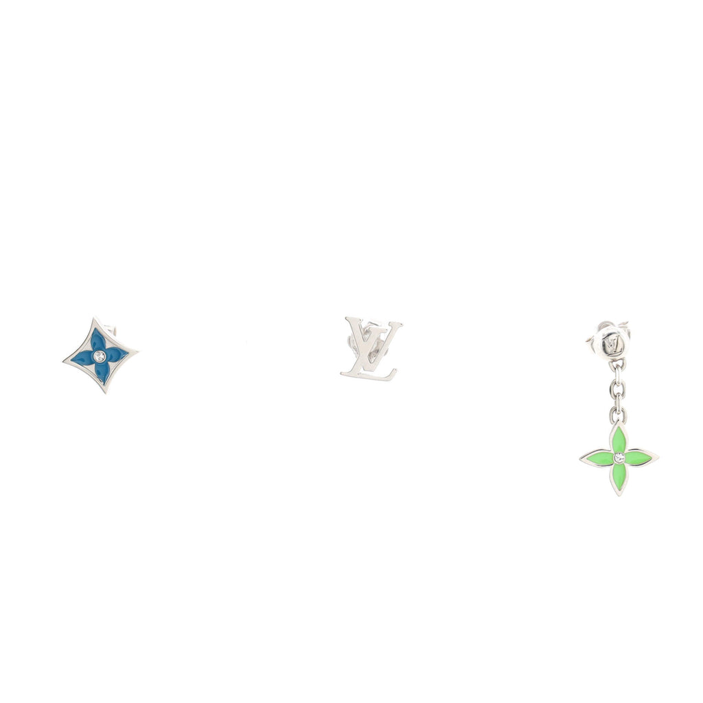 Louis Vuitton, Jewelry, Louis Vuitton Lv Sunrise 3 Earrings Set Metal And  Enamel Silver