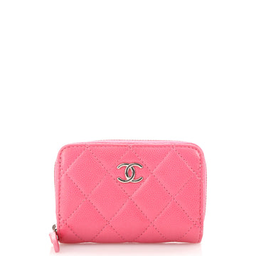 Chanel Classic Zip Around Card Holder Coin Purse Quilted Caviar Small