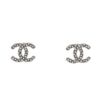 Chanel CC Logo Stud Earrings Faux Pearls and Metal with Crystal