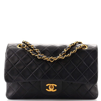 Chanel Vintage Classic Double Flap Bag Quilted Lambskin Medium