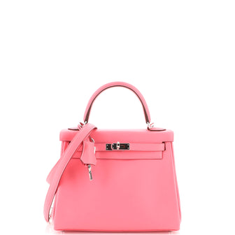 Hermes Kelly Handbag Pink Swift with Palladium Hardware 25