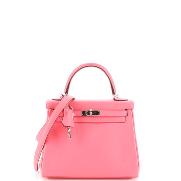 Hermes Kelly Handbag Pink Swift with Palladium Hardware 25