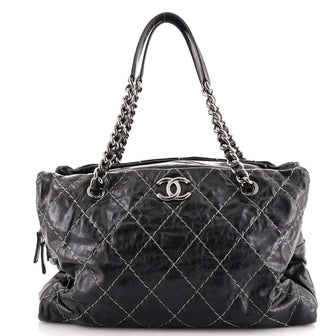 Chanel Chain CC Compartment Tote Stitched Glazed Calfskin Medium