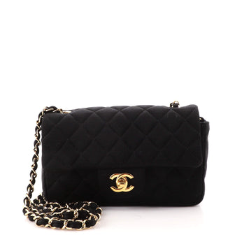 Chanel Classic Single Flap Bag Quilted Jersey Mini