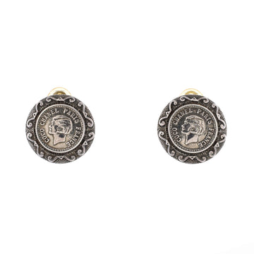 Chanel Vintage Coco Figure Round Clip-On Earrings Metal
