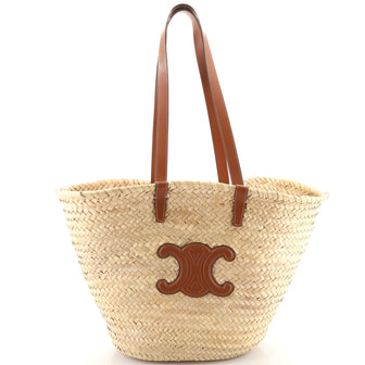 Celine Triomphe Basket Shoulder Bag Raffia with Leather Large