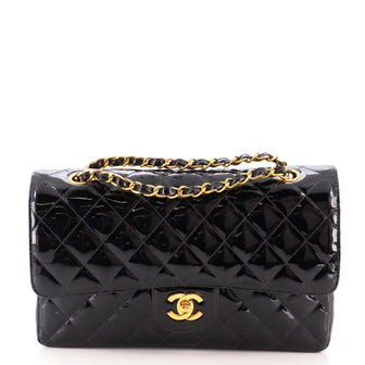 Chanel Vintage Classic Double Flap Bag Quilted Patent Medium