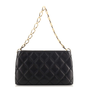 Chanel Vintage CC Chain Link Frame Clutch Quilted Lambskin Medium