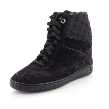 Louis Vuitton Women's Millennium Wedge Sneakers Suede with Monogram Embossed Fabric