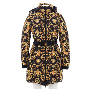 Versace Women's Barocco Long Puffer Coat Quilted Printed Nylon with Down Blend