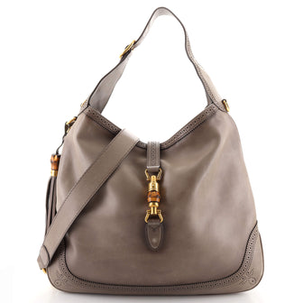 Gucci Duilio Brogue New Jackie Bag Leather Large