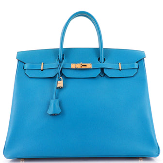 Hermes Birkin Handbag Blue Epsom with Gold Hardware 40