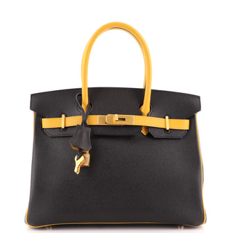 Hermes Birkin Handbag Bicolor Epsom with Brushed Gold Hardware 30