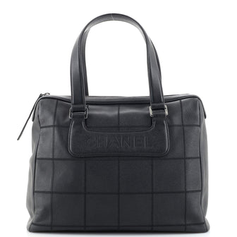 Chanel Square Stitch Satchel Quilted Caviar Large