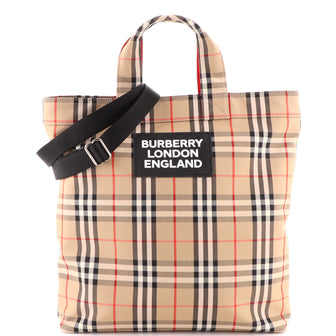 Burberry Artie Convertible Tote Bag Vintage Check Canvas