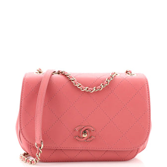 Chanel Enamel CC Chain Flap Bag Stitched Calfskin Small Pink 186434246