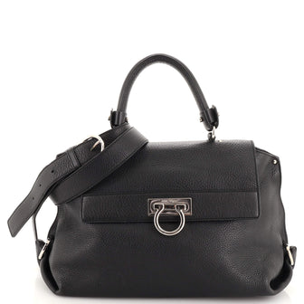 Salvatore Ferragamo Sofia Satchel Pebbled Leather Medium