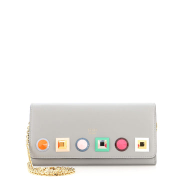 Fendi Continental Wallet on Chain Studded Leather
