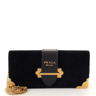 Prada Cahier Chain Clutch Velvet and City Calf