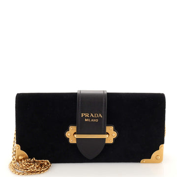 Prada Cahier Chain Clutch Velvet and City Calf