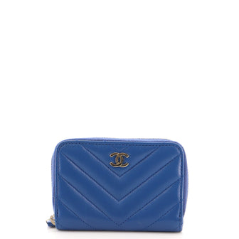Chanel CC Zip Coin Purse Chevron Lambskin Small
