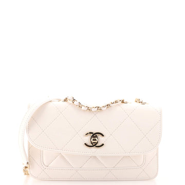 Chanel CC Front Pocket Flap Bag Stitched Calfskin Small