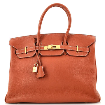 Hermes Birkin Handbag Brown Togo with Gold Hardware 35